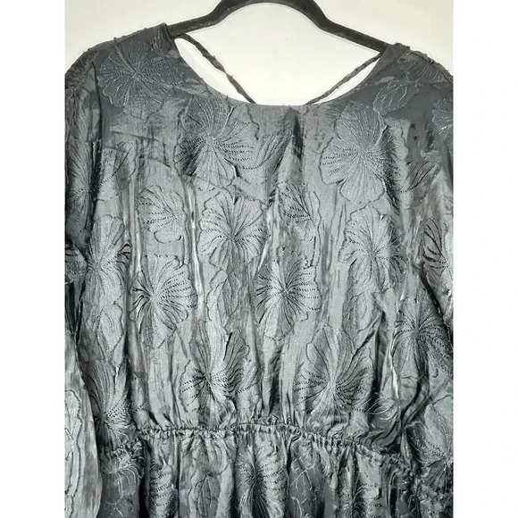 KIKA VARGAS X Target MIDI Dress Floral Texture Scallop Back Puff Sleeve Size 1X - Picture 10 of 12